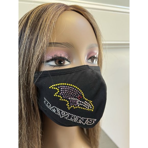 Baltimore Ravens Bling Rhinestone Face Mask Side Logo - Picture 9 of 13